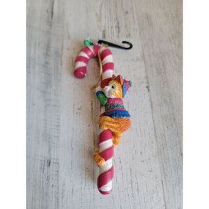 Avon 1996 vintage cat climbing candy cane ornament Xmas